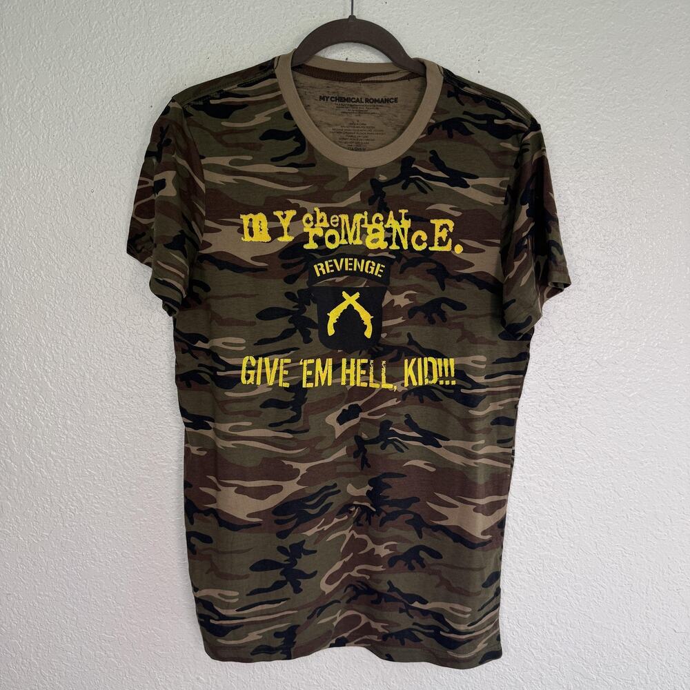 My Chemical Romance Shirt Mens Small Revenge Give Em Hell Camo Graphic Tee Y2K
